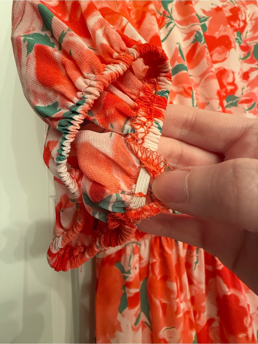 Floral V-Neck Red Maxi Dress w/ Missing Button - Picture 13 of 13